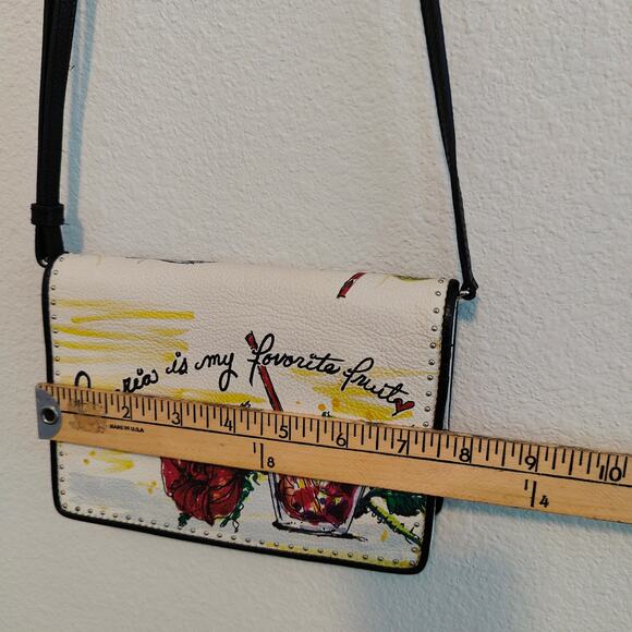 Brighton Favorite Fruit Sangria Wine Organizer Black Red Leather Crossbody Bag - Picture 7 of 14